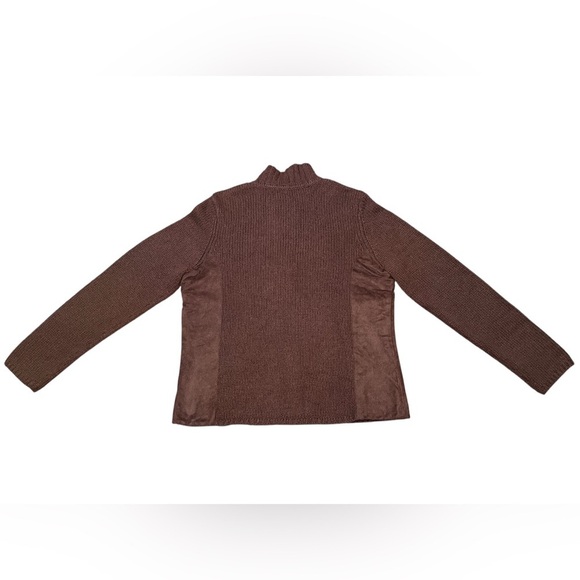 Charter Club Full Zip Cotton Lambswool Knit Sweater Jacket - Java Size L - Picture 2 of 7